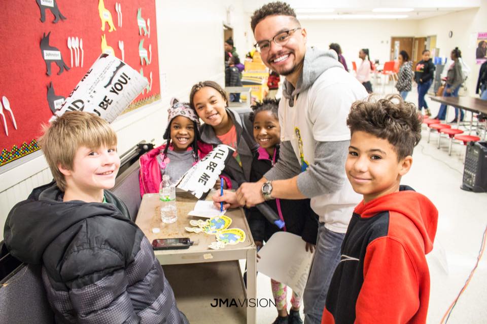 youth mentor addressing students